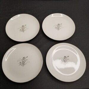 Vintage Creative Royal Elegance Fine China Plates Set Of 4 With Floral Design